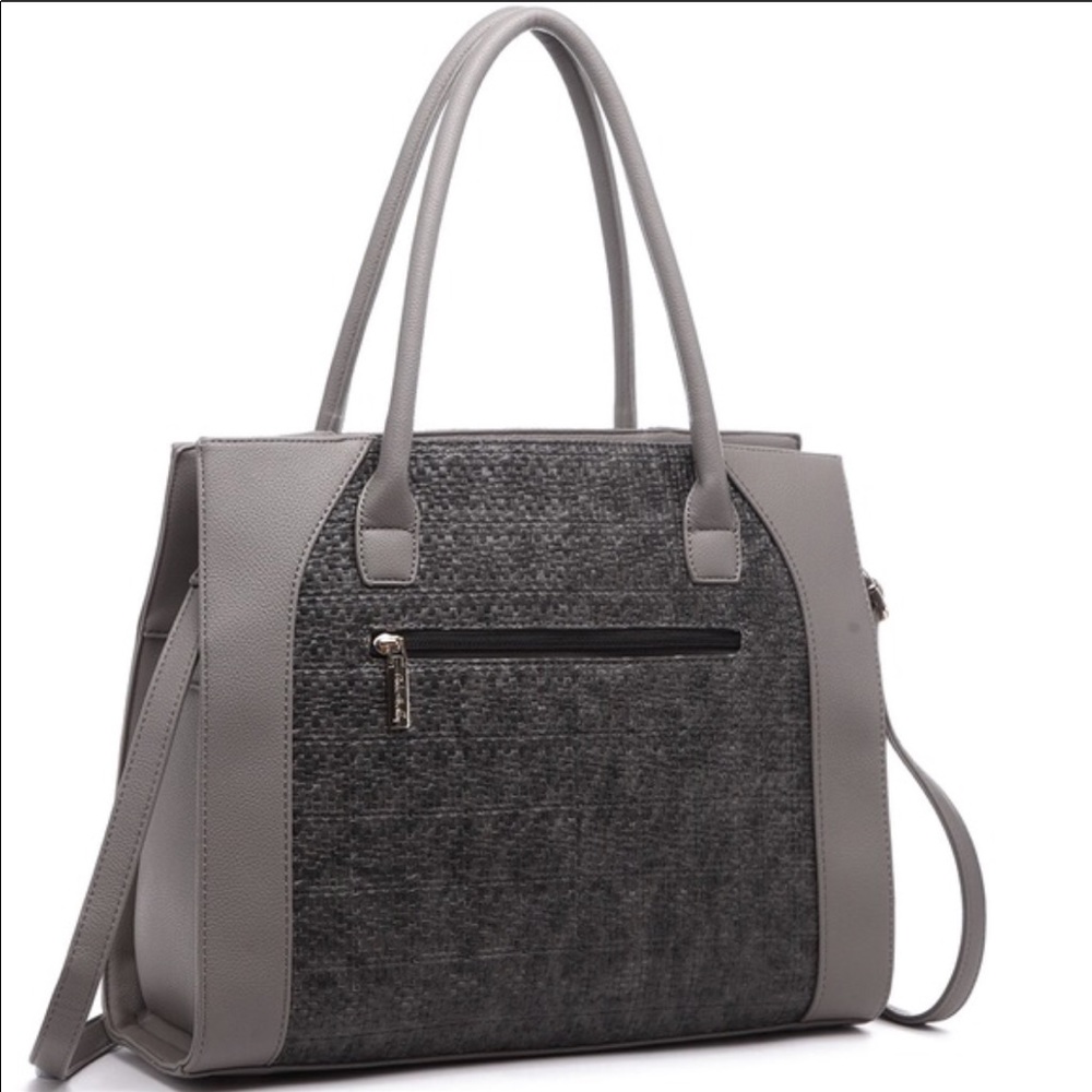 1 left! Boutique- Pink Haley Dariela Tote in Grey - Picture 3 of 5